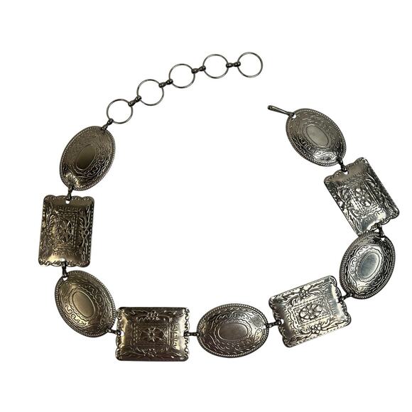 Unbranded Accessories - Metal S Small Silver Tone Concho Link Belt Western Boho Lightweight Adjustable